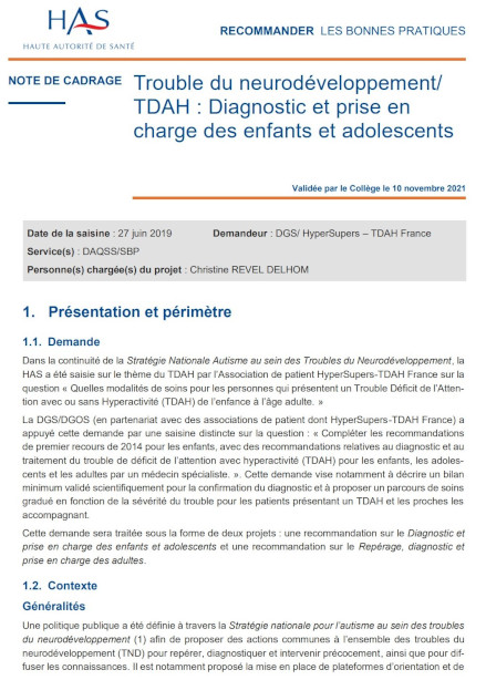 recommandation de la HAS